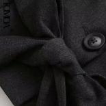 Kpytomoa moda feminina com cinto botão frontal recortado blazer casaco vintage gola entalhada mangas compridas feminino outerwea