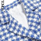 Kpytomoa Women Fashion Tweed Cropped Blazer Coat Vintage Long Sleeve Front Button Female Outerwear Chic Vestes Femmes