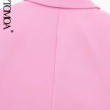 Kpytomoa Women Fashion Cropped Blazer Coat Vintage Long Sleeve Front Button Female Outerwear Chic Tops