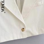 Kpytomoa Women Fashion Cropped Linen Blazer Coat Vintage Short Sleeve Front Button Female Outerwear Chic Tops  Blazers