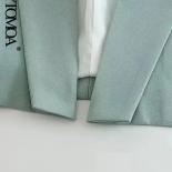 Kpytomoa Women Fashion Cropped Open Blazer Coat Vintage Notched Collar Long Sleeve Female Outerwear Chic Vestes Femmes