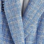Kpytomoa Women Fashion Double Breasted Tweed Check Blazers Coat Vintage Long Sleeve Pockets Female Outerwear Chic Veste 