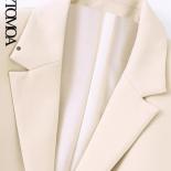 Kpytomoa Women Fashion Front Button Cropped Blazer Coat Vintage Notched Collar Long Sleeve Female Outerwear Chic Veste F