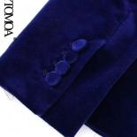 Kpytomoa Women Fashion Front Button Fitted Velvet Blazer Coat Vintage Long Sleeve Flap Pockets Female Outerwear Chic Ves