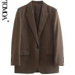 Kpytomoa Women Fashion With Pockets Oversized Blazer Coat Vintage Long Sleeve Front Button Female Outerwear Chic Vestes 