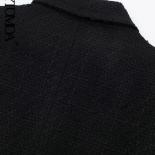 Kpytomoa Women Fashion Tweed Double Breasted Blazer Coat Vintage Long Sleeves Flap Pockets Female Outerwear Chic Tops