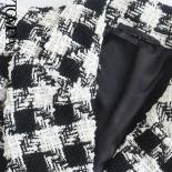 Kpytomoa Women Fashion Tweed Houndstooth Checkered Blazer Coat Vintage Long Sleeve Flap Pockets Female Outerwear Chic Ve