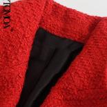 Kpytomoa Women  Fashion Tweed Double Breasted Blazer Coat Vintage Long Sleeve Flap Pockets Female Outerwear Chic Veste F