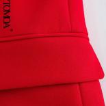 Kpytomoa Women Fashion Double Breasted Blazer Coat Vintage Long Sleeve Flap Pockets Female Outerwear Chic Vestes Femmes