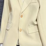 Xfpv  Beige Metal Button Suit Tops Women Single Button Blazer Coat Jacket 2023 Fashion New Trend Spring Autumn Sm4982