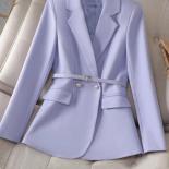 Xfpv Women's Purple Fashion Slim Casual Belt Waist Slim Temperament Single Breasted Blazer Coat New Winter Autumn 2023 S