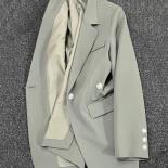 Xfpv  Grey Green Suit Top Women High Quality Single Button Blazer Coat Jacket 2023 Fashion New Trend Spring Autumn Sm498