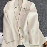 Xfpv Elegant Creamy White Suit Tops Women Single Breasted Notched Blazer Coat Jacket 2023 Fashion New Trend Spring Autum