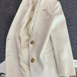 Xfpv Elegant Creamy White Suit Tops Women Single Breasted Notched Blazer Coat Jacket 2023 Fashion New Trend Spring Autum