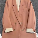 Xfpv  Orange Double Breasted Suit Top Women Embroider Long Sleeve Blazer Coat 2023 Fashion New Tide Spring Autumn Sm4984