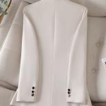 Xfpv Women's Casual Khaki Notched Slim Button Long Sleeve Blazer Temperament Coat Fashion New Tide Autumn Winter 2023 Sm