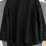 Xfpv Office Lady Notched Suit Clothes Women Black Long Sleeve Button Blazer Coat Jacket 2023 Spring Autumn New Trend Sm4