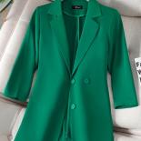Xfpv Women's Casual Three Quarter Sleeve Slim Solid Color Blazer  Temperament Coat Jacket Fashion New Tide Autumn 2023 S
