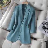 Xfpv Women's Casual Three Quarter Sleeve Slim Solid Color Blazer  Temperament Coat Jacket Fashion New Tide Autumn 2023 S