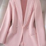 Xfpv Women Casual  Long Sleeve Thickened Tassels Pink Woolen Blazer Temperament Coat Jacket Fashion New Tide Autumn 2023