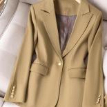 Xfpv Women Casual Single Button Slim Long Sleeve Khaki Wool  Blazer Temperament Coat Jacket Fashion New Tide Autumn 2023
