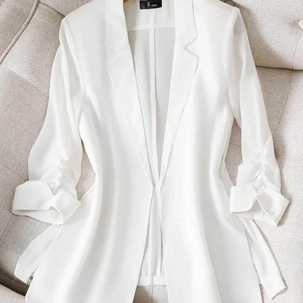 Xfpv Women's White Slim Thin Top Single Breasted Blazer Temperament Coat Jacket Fashion New Tide Spring Autumn 2023 Sm77