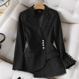 Xfpv Women's Casual Single Breasted Irregular High End Black Long Sleeve Blazer Temperament Coat New Tide Autumn 2023 Sm