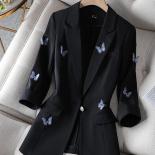 Xfpv Women's Casual High Quality Slim Temperament Three Quarter Sleeve Blazer Coat Jacket Fashion New Tide Autumn 2023 S