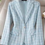Xfpv Women's Casual High Quality Plaid Slim Temperament Single Button Woolen Blazer Coat Fashion New Winter Autumn 2023 