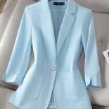 Xfpv Women's Blue Long Sleeve Button Notched High Quality Temperament  Blazer Coat Fashion New Tide Spring Autumn 2023 S