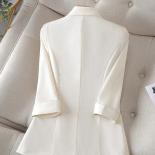 Xfpv Women's Casual White Loose Three Quarter Sleeve Single Breasted Blazer Temperament Coat Fashion New Tide Autumn 202