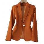 Xfpv Women's Solid Color Slim Notched Long Sleeve Blazer Temperament Coat Jacket Fashion  New Tide Autumn 2023 Sm8232