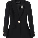 Women Long Sleeve Formal Blazer Coat Pink Blue Black Solid Ladies Female Single Button Business Work Wear Slim Jacket