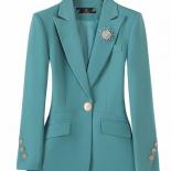 Women Long Sleeve Formal Blazer Coat Pink Blue Black Solid Ladies Female Single Button Business Work Wear Slim Jacket