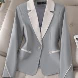 Long Sleeve Office Ladies Formal Blazer Women Beige Blue Brown Female Business Work Wear Slim Jacket For Autumn Winter