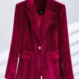 Fashion Green Black Red Blue Striped Formal Blazer Women Ladies Female Long Sleeve Single Button Jacket For Autumn Winte