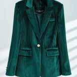Fashion Green Black Red Blue Striped Formal Blazer Women Ladies Female Long Sleeve Single Button Jacket For Autumn Winte