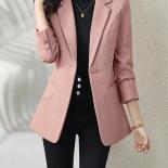 Blue Pink Khaki Women Formal Blazer Ladies Female Long Sleeve Single Button Jacket Coat