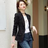 Women Fashion Casual Single Button Blazers Coat Vintage Slim Long Sleeve Female Outerwear S4xl Chic Black Apricot Plaid 