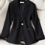 Spring Autumn Long Sleeve Women Blazer Pink Black Sing Button Slim Jacket Ladies Business Work Wear Formal Coat