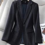 Autumn Winter Women Blazer Navy Black Ladies Jacket Long Sleeve Single Button Female Business Work Wear Formal Coat