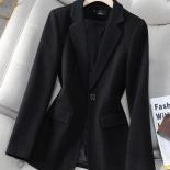 Autumn Winter Women Blazer Navy Black Ladies Jacket Long Sleeve Single Button Female Business Work Wear Formal Coat