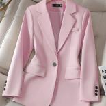 Autumn Winter Casual Women Blazer Ladies Black Pink Apricot Long Sleeve Female Straight Jacket Coat  Blazers