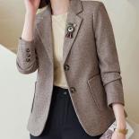 New Arrival Autumn Winter Women Formal Blazer Jacket Ladies Apricot Gray Female Business Work Wear Coat With Pocket