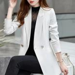 White Apricot Black Women Formal Blazer Ladies Female Long Sleeve Single Breasted Jacket Coat