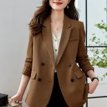 Fashion Pink Black Coffee Casual Women Blazer Coat Ladies Long Sleeve Double Breasted Loose Female Jacket For Autumn Win
