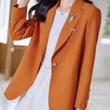 Blue Yellow Orange Apricot Ladies Blazer Women Female Single Button Full Sleeve Formal Jacket Coat