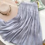 Falda plisada fino suave para primavera y verano para mujer, falda Aline larga de cintura alta, faldas largas bohemias lisas par