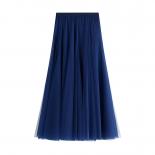 Falda plisada de tul Vintage para mujer, falda larga elástica de cintura alta, de malla, para otoño e invierno, 2022