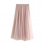 2022 Fashion Autumn Winter Vintage Tulle Pleated Skirt Women Elastic High Waist Mesh Long Maxi Skirt Female Jupe Longue 
